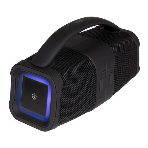 Bocina inalámbrica portátil STF Hype Travel, 20W, 3 pulgadas, hasta 5 horas, función TWS, luces LED, radio FM, USB, AUX, microSD, negro