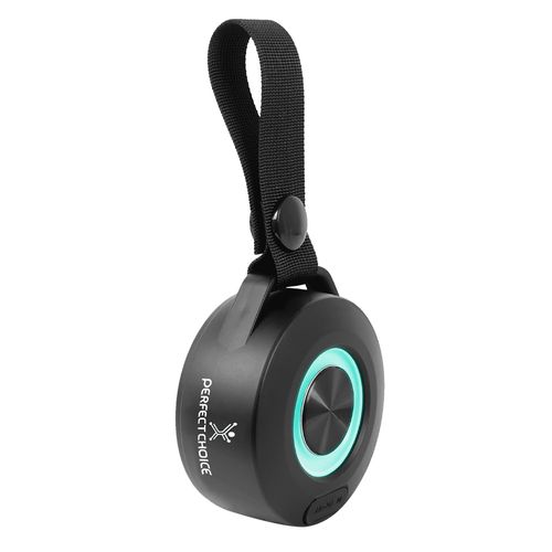 Bocina portátil Perfect Choice Handy 5W, inalámbrico, hasta 5 horas de reproducción, iluminación RGB, correa ajustable, negro