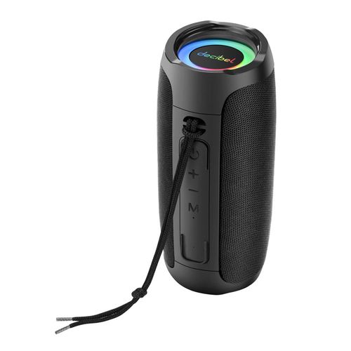 Bocina portátil bluetooth Decibel Thunder 30W, IPX5, Radio FM/entrada Aux./MicroSD, Función TWS, Máx 20 horas de reproducción, negro