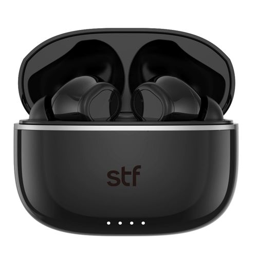 Audífonos bluetooth True Wireless Stf One Pro cancelación de ruido, resistencia al agua IPX4, duración máx. 42 horas con estuche de carga, negro
