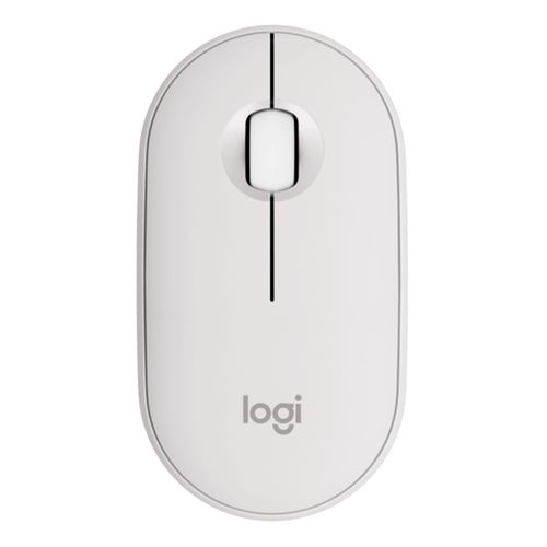 Mouse inalámbrico Logitech Pebble 2 M350S bluetooth, 1000 dpi, 3 botones, usa pila, blanco