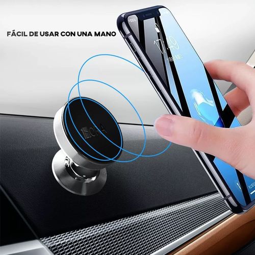 Soporte de celular 1Hora PJ093 para auto, magnético, aluminio, potente imán, negro