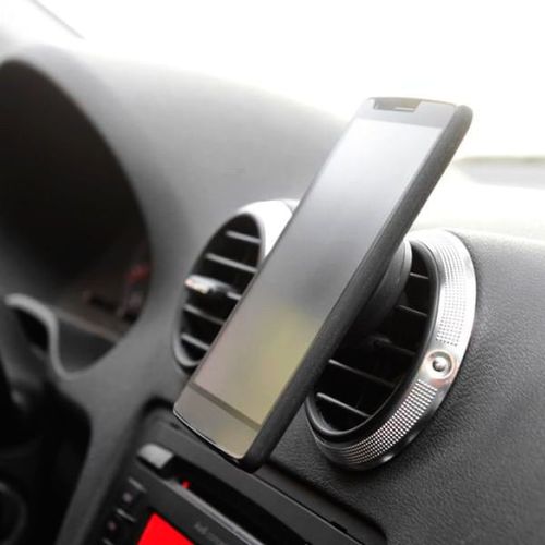 Soporte de celular G Mobile para auto, magnético, se fija en la rejilla del aire, negro