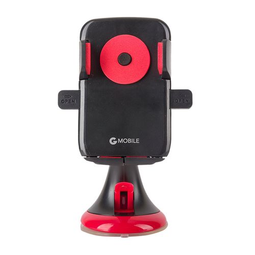 Soporte de celular G Mobile One Touch para auto, ajustable, se fija al parabrisas, rojo y negro