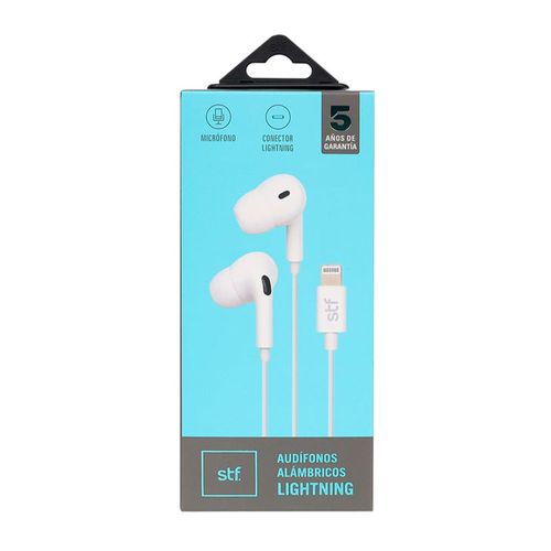 Audífonos in ear STF ST-E60976 con micrófono, cable, conector lightning, blanco
