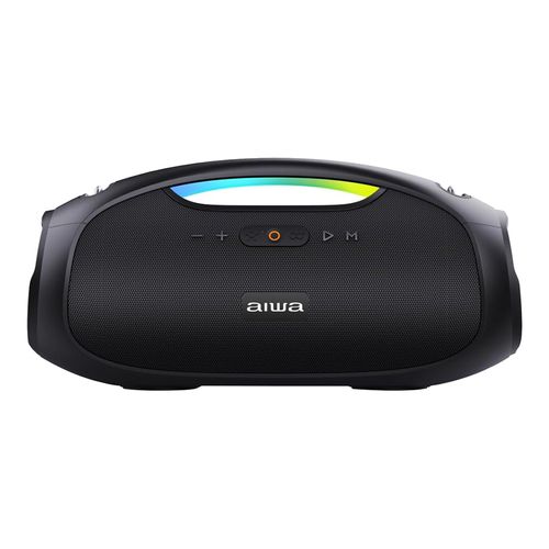 Bocina portátil Aiwa AWS244BT 60W, Bluetooth 5.3, IPX5 resistente a salpicaduras, luces LED, USB, radio FM, función TWS, batería de 8h, negro