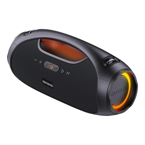 Bocina portátil Aiwa AWS244BT 60W, Bluetooth 5.3, IPX5 resistente a salpicaduras, luces LED, USB, radio FM, función TWS, batería de 8h, negro