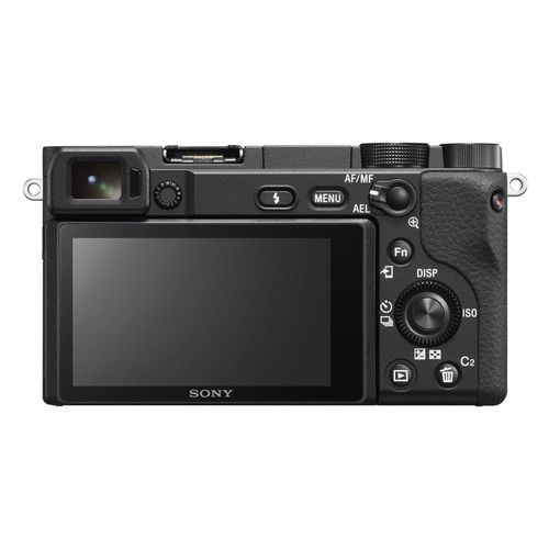Cámara mirrorless Sony Alpha 6400 sensor APS-C de 24.2MP, lente 16-50mm, enfoque en tiempo real, grabación en 4K, pantalla abatible, negro