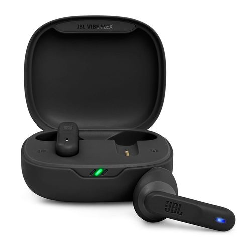 Audífonos bluetooth True Wireless JBL Vibe Flex resistente IP54, duración máx. 32 horas, tecnología Smart Ambient, control de música y llamadas, negro