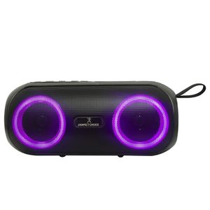 Bocina portátil Bluetooth Perfect Choice S-Plash, resistente a salpicaduras IPX4, 16W RMS, RGB, TWS, USB, microSD, 6 horas, negro
