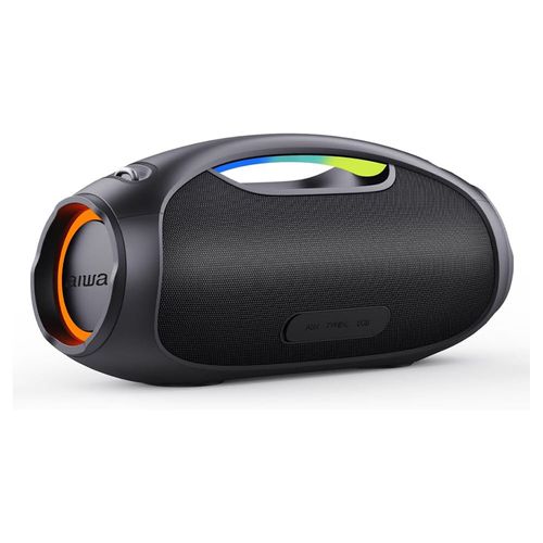 Bocina portátil Aiwa AWS244BT, 60W, Bluetooth 5.3, IPX5 resistente a salpicaduras, luces LED, USB, radio FM, función TWS, batería de 8h, negro