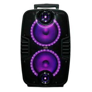 Bocina torre Bluetooth Audiobox AbX-211R, 4000W, TWS, batería 8h, doble woofer de 10", luces LED, ruedas, micrófono inalámbrico incluido, negro
