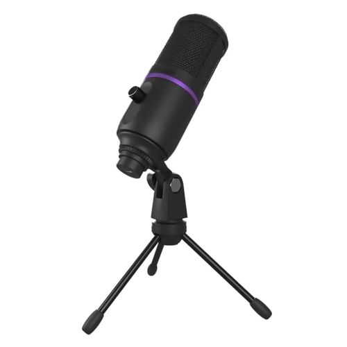 Micrófono gamer Primus Ethos 100T alámbrico, condensador, USB, cardioide, iluminación RGB, botón mute, base metálica, compatible Windows y Mac OS
