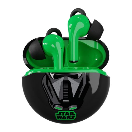 Audífonos bluetooth True Wireless Primus DeathTrooper ARCUS240 resistencia IPX4, duración máxima 21 horas con estuche,edición Star Wars, verde y negro