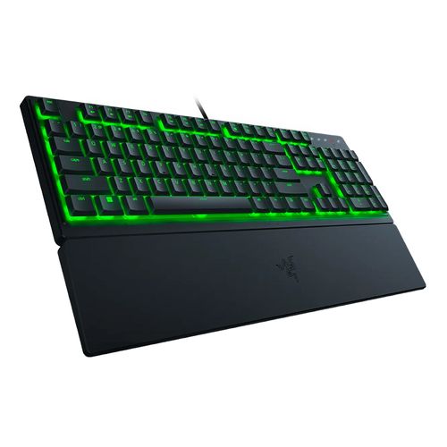 Teclado gamer Razer Ornata V3 X membrana, alámbrico USB, con retroiluminación RGB personalizable, teclas de perfil bajo, diseño ergonómico, negro