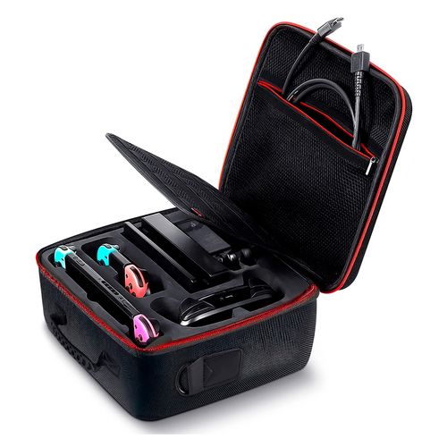 Funda rígida de viaje compatible con Nintendo Switch y Switch OLED, compacta, interior acolchado, cierre seguro, ideal para transportar y proteger