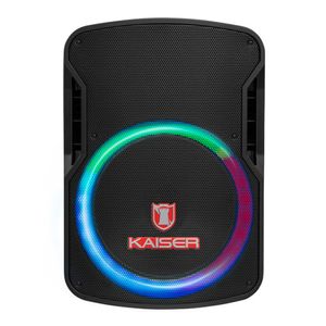 Bafle profesional Kaiser KSR-LINK 15” 30,000W PMPO bluetooth, batería de 3.5h, micrófono alámbrico, iluminación LED y control remoto