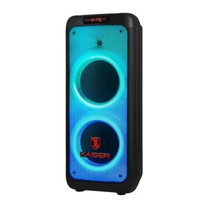 Bafle recargable Kaiser MSA-2016 2 woofers de 10", 24,000W PMPO, USB, microSD, AUX y radio FM, batería de 6 horas, ideal para fiestas