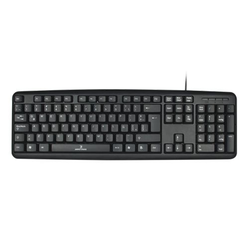 Teclado Perfect Choice PC-201038 alámbrico USB, resistente a derrames, teclas de membrana, diseño cómodo, ideal para oficina y casa, negro