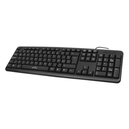 Teclado Perfect Choice PC-201038 alámbrico USB, resistente a derrames, teclas de membrana, diseño cómodo, ideal para oficina y casa, negro