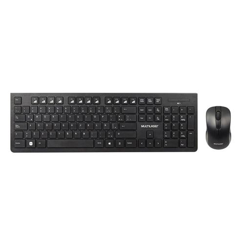 Kit teclado y mouse inalámbrico Multilaser TC502 membrana, receptor USB, 1200 DPI, usa pilas, diseño compacto, fácil uso, ideal oficina y casa, negro