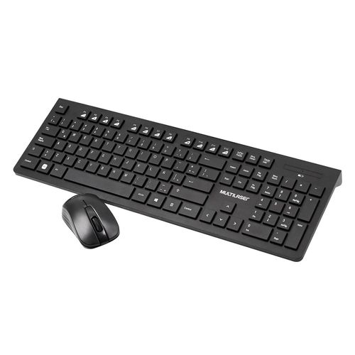 Kit teclado y mouse inalámbrico Multilaser TC502 membrana, receptor USB, 1200 DPI, usa pilas, diseño compacto, fácil uso, ideal oficina y casa, negro
