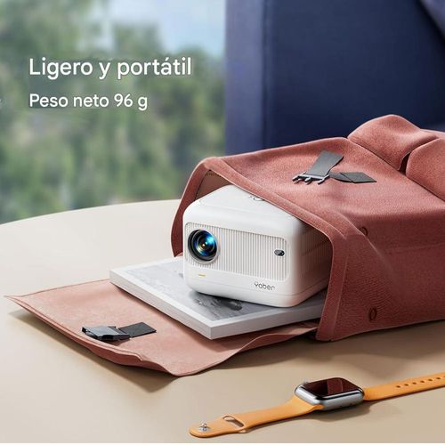 Proyector multimedia portátil Yaber E1 350 ANSI lum, Android con apps, WiFi 5, 30–150″, lente 1080p, zoom digital, corrección trapezoidal ±40°, blanca