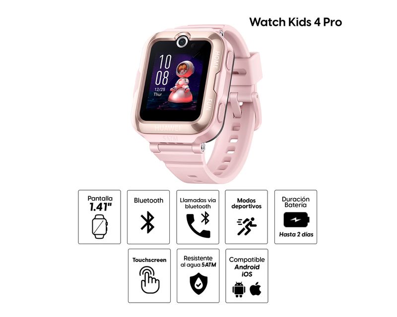 Girl Huawei Watch Rosa Smartwatch Huawei Kids Pro, AMOLED 4G, GPS