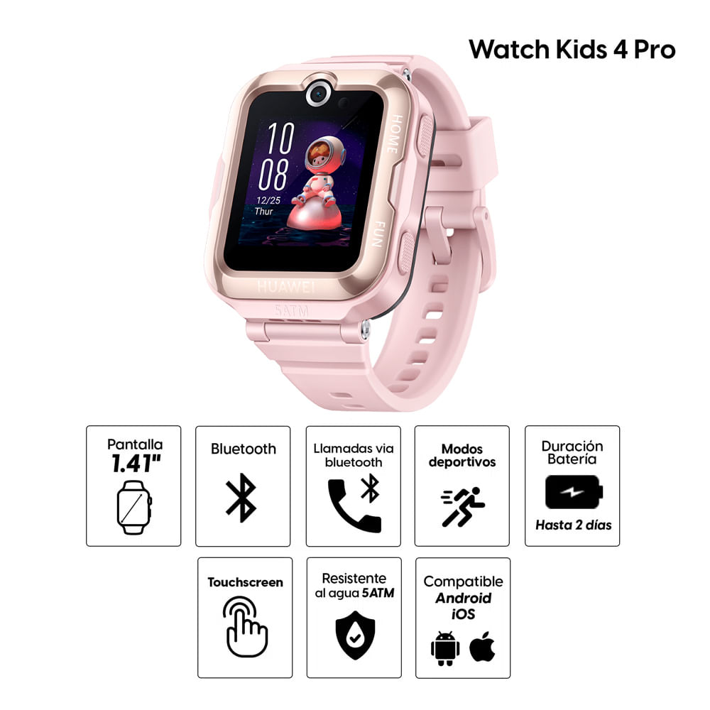 Smartwatch Huawei Watch Kids Pro 4G GPS Rosado Coolbox