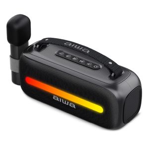 Bocina bluetooth Aiwa AWS40BT 12W, con Karaoke, conexión bluetooth, luces RGB, incluye micrófono