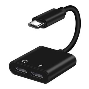 Adaptador 2 en 1 GMobile 2 entradas Tipo C hembra a Tipo C macho, cargar y conectar audífonos, negro