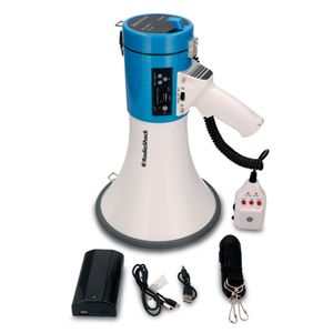 Megáfono recargable Radioshack A15F0206 inalámbrico, alcance hasta 1500 metros, duración máx. 8 horas, blanco