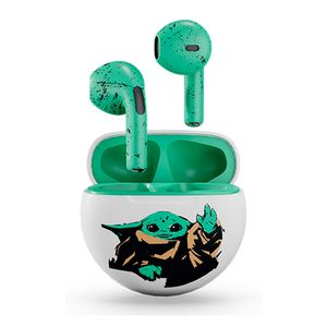 Audífonos bluetooth True Wireless Primus Grogu ARCUS230 resistencia IPX2, duración máxima 14 horas con estuche, edición Star Wars, blanco y verde