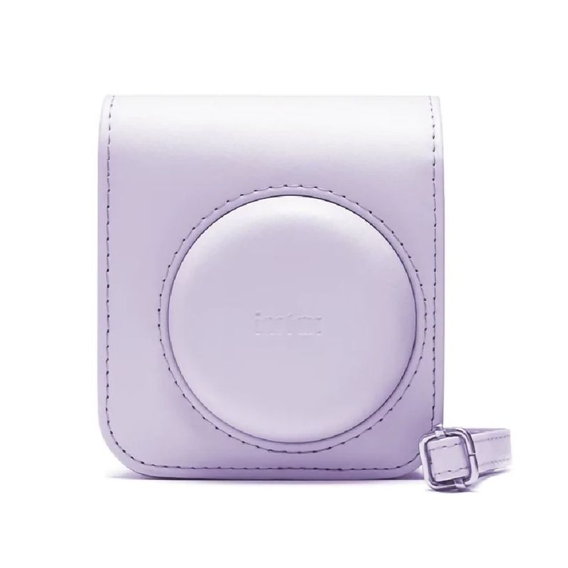 Estuche Instax Mini 12 Fujifilm morado con correa frontal