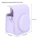 Estuche Instax Mini 12 Fujifilm morado con correa medidas oblicuo