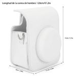 Estuche Instax Mini 12 Fujifilm blanco con correa medidas diagonal