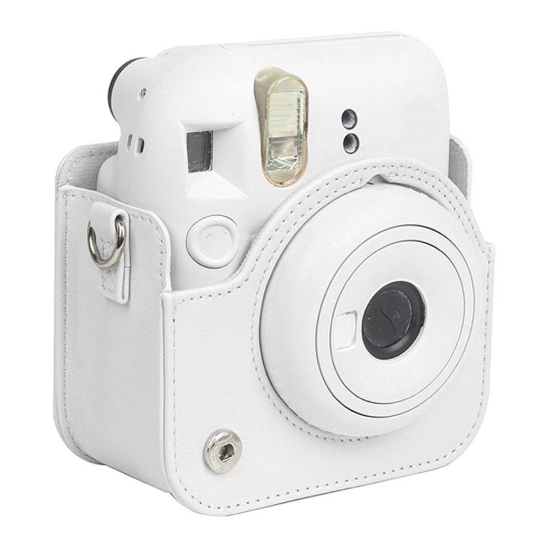 Estuche Instax Mini 12 Fujifilm blanco con correa beneficio oblicuo
