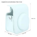 Estuche Instax Mini 12 Fujifilm verde con medidas diagonal