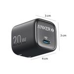 Cargador Anker USB-C 20W carga rápida seguro negro ESPECIFIACIONES