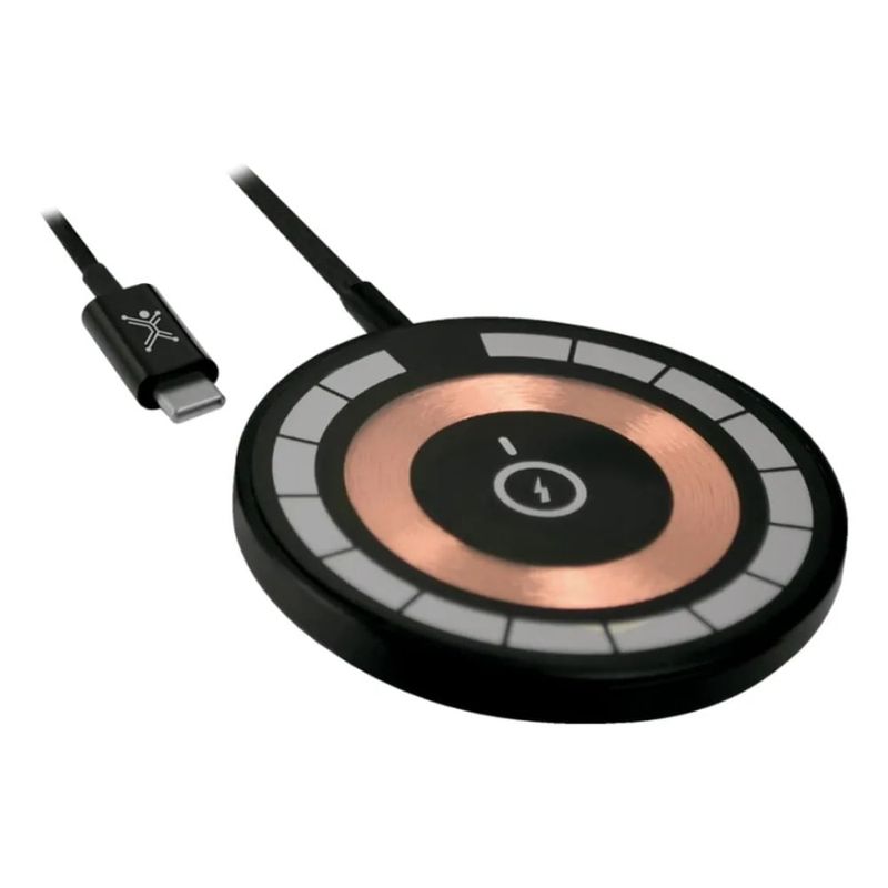 Cargador inalámbrico MagSafe 15W magnético rápido negro cable diagonal