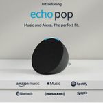 Bocina inteligente Amazon Echo Pop con Alexa negro frontal compatibilidad