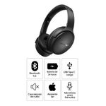 Audífonos Bose QuietComfort Cancelación de Ruido 24H frontal oblicuo beneficios