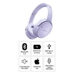 Audífonos Bose QuietComfort Lila Cancelación de Ruido 24H frontal características