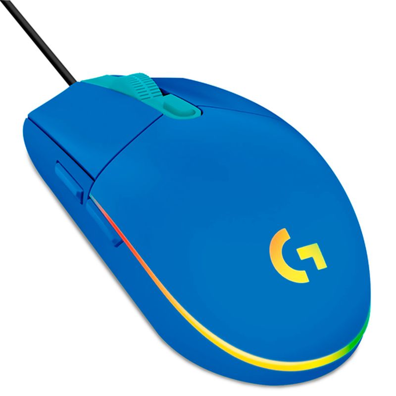Mouse Logitech G203 alámbrico azul vista frontal