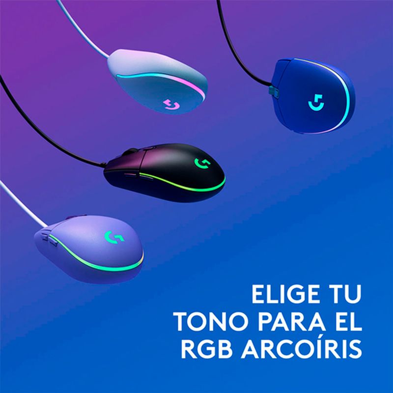 Mouse Logitech G203 azul iluminación RGB encendida