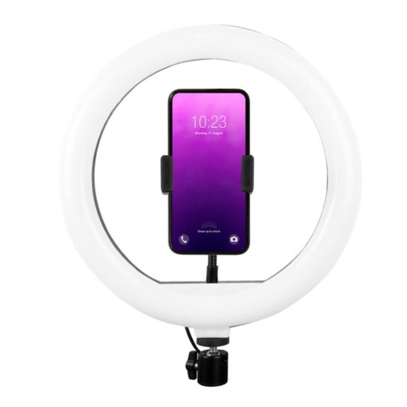 Aro de luz 10 pulgadas LED para streaming vista frontal
