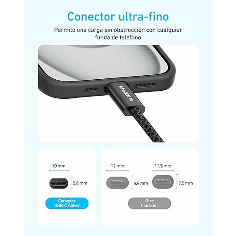 Cable USB-C Anker carga rápida uso