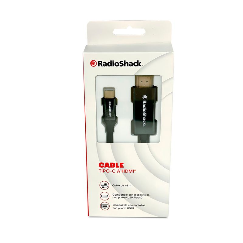 Cable USB-C a HDMI RadioShack 4K 1.8 m para TV y monitor frontal