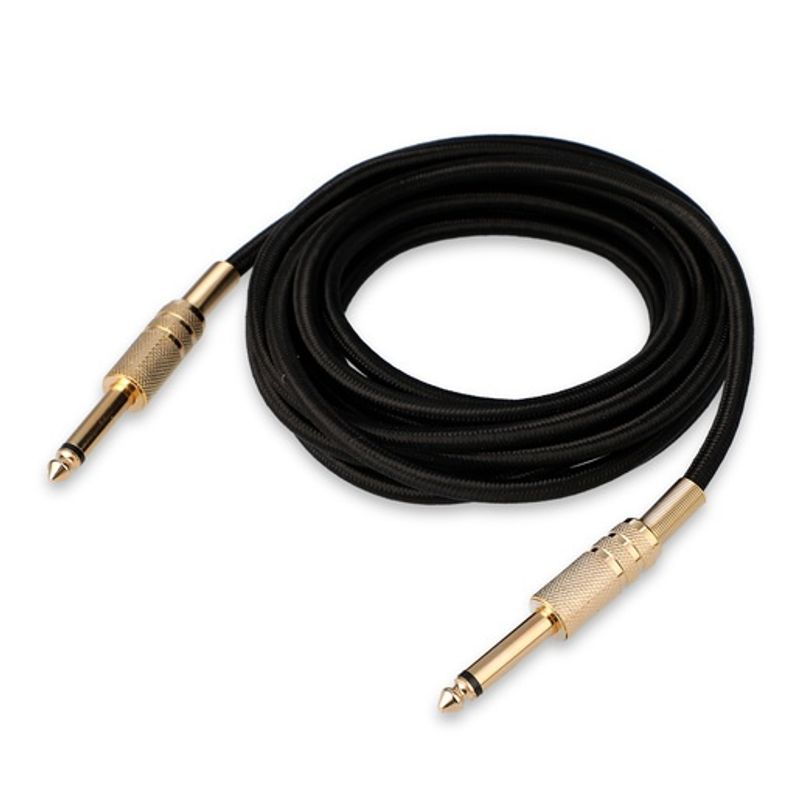 Cable de audio plug a plug RadioShack 6.3 mm 3.6 m negro cable frontal oblicuo