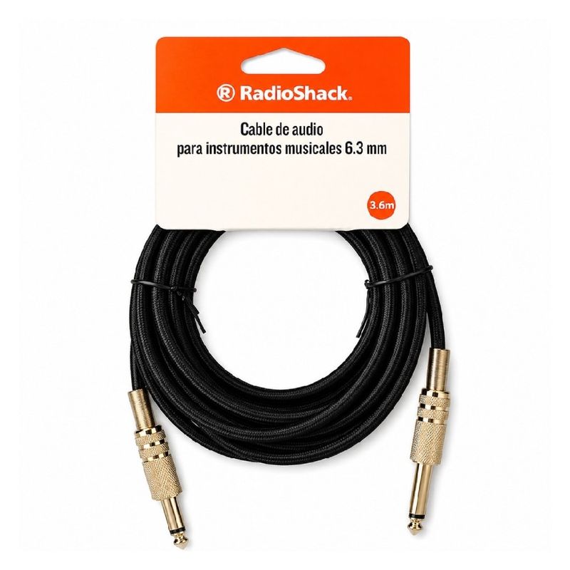 Cable de audio plug a plug RadioShack 6.3 mm 3.6 m negro cable características